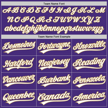 Load image into Gallery viewer, Custom Purple White-Old Gold Authentic Baseball Jersey