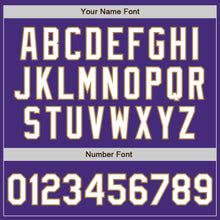 Load image into Gallery viewer, Custom Purple White-Old Gold Authentic Baseball Jersey