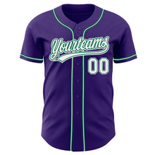 Load image into Gallery viewer, Custom Purple White-Kelly Green Authentic Baseball Jersey