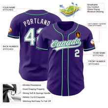Load image into Gallery viewer, Custom Purple White-Kelly Green Authentic Baseball Jersey