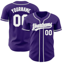 Загрузить изображение в средство просмотра галереи, Custom Purple White-Gray Authentic Baseball Jersey