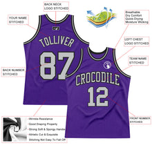 Load image into Gallery viewer, Custom Purple Gray-Black Authentic Throwback Basketball Jersey