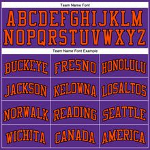 Load image into Gallery viewer, Custom Purple Black Pinstripe Orange Authentic Basketball Jersey