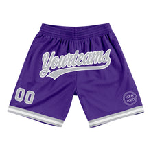 Load image into Gallery viewer, Custom Purple Gray-White Authentic Throwback Basketball Shorts