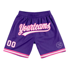 Загрузить изображение в средство просмотра галереи, Custom Purple White-Pink Authentic Throwback Basketball Shorts
