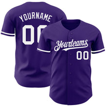 Load image into Gallery viewer, Custom Purple White Authentic Baseball Jersey
