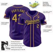 Charger l'image dans la galerie, Custom Purple Black Pinstripe Old Gold Authentic Baseball Jersey