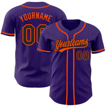 Charger l'image dans la galerie, Custom Purple Black Pinstripe Orange Authentic Baseball Jersey