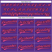 Charger l'image dans la galerie, Custom Purple Black Pinstripe Pink Authentic Baseball Jersey