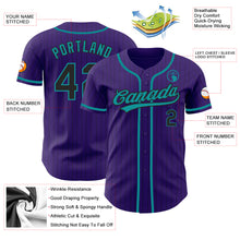 Charger l'image dans la galerie, Custom Purple Black Pinstripe Teal Authentic Baseball Jersey
