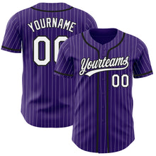 Charger l'image dans la galerie, Custom Purple White Pinstripe Black Authentic Baseball Jersey