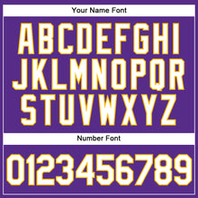 Charger l'image dans la galerie, Custom Purple White Pinstripe Gold Authentic Baseball Jersey