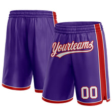 Загрузить изображение в средство просмотра галереи, Custom Purple White-Red Authentic Basketball Shorts