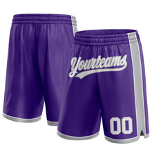 Charger l'image dans la galerie, Custom Purple White-Gray Authentic Basketball Shorts