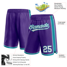 Laden Sie das Bild in den Galerie-Viewer, Custom Purple White-Teal Authentic Basketball Shorts