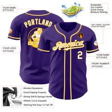 Laden Sie das Bild in den Galerie-Viewer, Custom Purple White-Gold Authentic Baseball Jersey