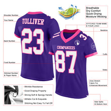 Laden Sie das Bild in den Galerie-Viewer, Custom Purple White-Pink Mesh Authentic Football Jersey
