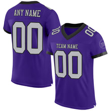 Laden Sie das Bild in den Galerie-Viewer, Custom Purple Gray-Black Mesh Authentic Football Jersey