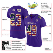 Загрузить изображение в средство просмотра галереи, Custom Purple Vintage USA Flag-City Cream Mesh Authentic Football Jersey
