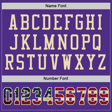 Загрузить изображение в средство просмотра галереи, Custom Purple Vintage USA Flag-City Cream Mesh Authentic Football Jersey