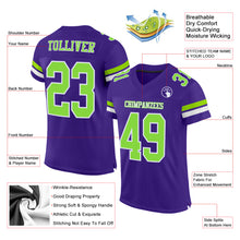 Загрузить изображение в средство просмотра галереи, Custom Purple Neon Green-White Mesh Authentic Football Jersey