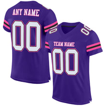 Load image into Gallery viewer, Custom Purple White Black-Pink Mesh Authentic Football Jersey