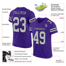 Charger l'image dans la galerie, Custom Purple Gray-Black Mesh Authentic Football Jersey