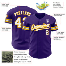 Загрузить изображение в средство просмотра галереи, Custom Purple White-Gold Authentic Baseball Jersey