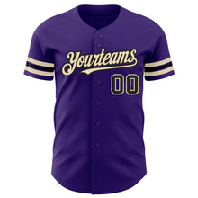 Load image into Gallery viewer, Custom Purple Black-City Cream Authentic Baseball Jersey
