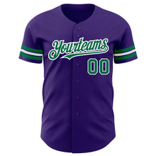 Laden Sie das Bild in den Galerie-Viewer, Custom Purple Kelly Green-White Authentic Baseball Jersey