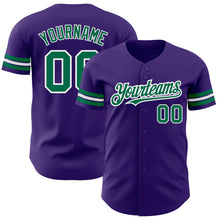 Laden Sie das Bild in den Galerie-Viewer, Custom Purple Kelly Green-White Authentic Baseball Jersey