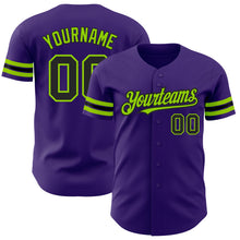 Load image into Gallery viewer, Custom Purple Black-Neon Green Authentic Baseball Jersey