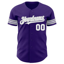 Загрузить изображение в средство просмотра галереи, Custom Purple White-Gray Authentic Baseball Jersey