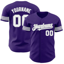 Загрузить изображение в средство просмотра галереи, Custom Purple White-Gray Authentic Baseball Jersey