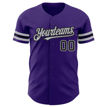 Load image into Gallery viewer, Custom Purple Black-Gray Authentic Baseball Jersey