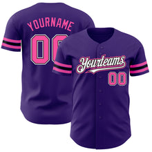 Load image into Gallery viewer, Custom Purple Pink-Black Authentic Baseball Jersey