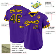 Загрузить изображение в средство просмотра галереи, Custom Purple Black-Gold Authentic Throwback Baseball Jersey
