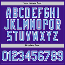 Загрузить изображение в средство просмотра галереи, Custom Purple Light Blue-White Authentic Throwback Baseball Jersey