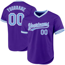 Загрузить изображение в средство просмотра галереи, Custom Purple Light Blue-White Authentic Throwback Baseball Jersey