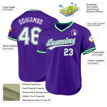 Загрузить изображение в средство просмотра галереи, Custom Purple White-Kelly Green Authentic Throwback Baseball Jersey