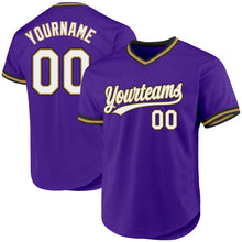 Загрузить изображение в средство просмотра галереи, Custom Purple Old Gold-Black Authentic Throwback Baseball Jersey