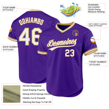 Загрузить изображение в средство просмотра галереи, Custom Purple White-Old Gold Authentic Throwback Baseball Jersey