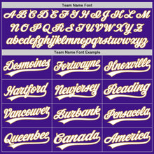 Загрузить изображение в средство просмотра галереи, Custom Purple White-Old Gold Authentic Throwback Baseball Jersey