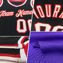 Load image into Gallery viewer, Custom Purple Black-Gold Authentic Throwback Basketball Jersey
