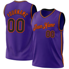 Load image into Gallery viewer, Custom Purple Black-Orange Authentic Throwback Basketball Jersey
