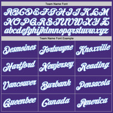 Load image into Gallery viewer, Custom Purple White-Light Blue Authentic Throwback Basketball Jersey