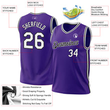 Charger l'image dans la galerie, Custom Purple White-Black Authentic Throwback Basketball Jersey