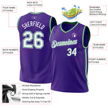 Charger l'image dans la galerie, Custom Purple White-Kelly Green Authentic Throwback Basketball Jersey