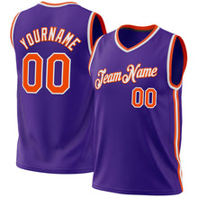 Загрузить изображение в средство просмотра галереи, Custom Purple Orange-White Authentic Throwback Basketball Jersey