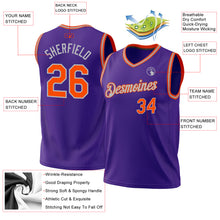 Laden Sie das Bild in den Galerie-Viewer, Custom Purple Orange-Gray Authentic Throwback Basketball Jersey